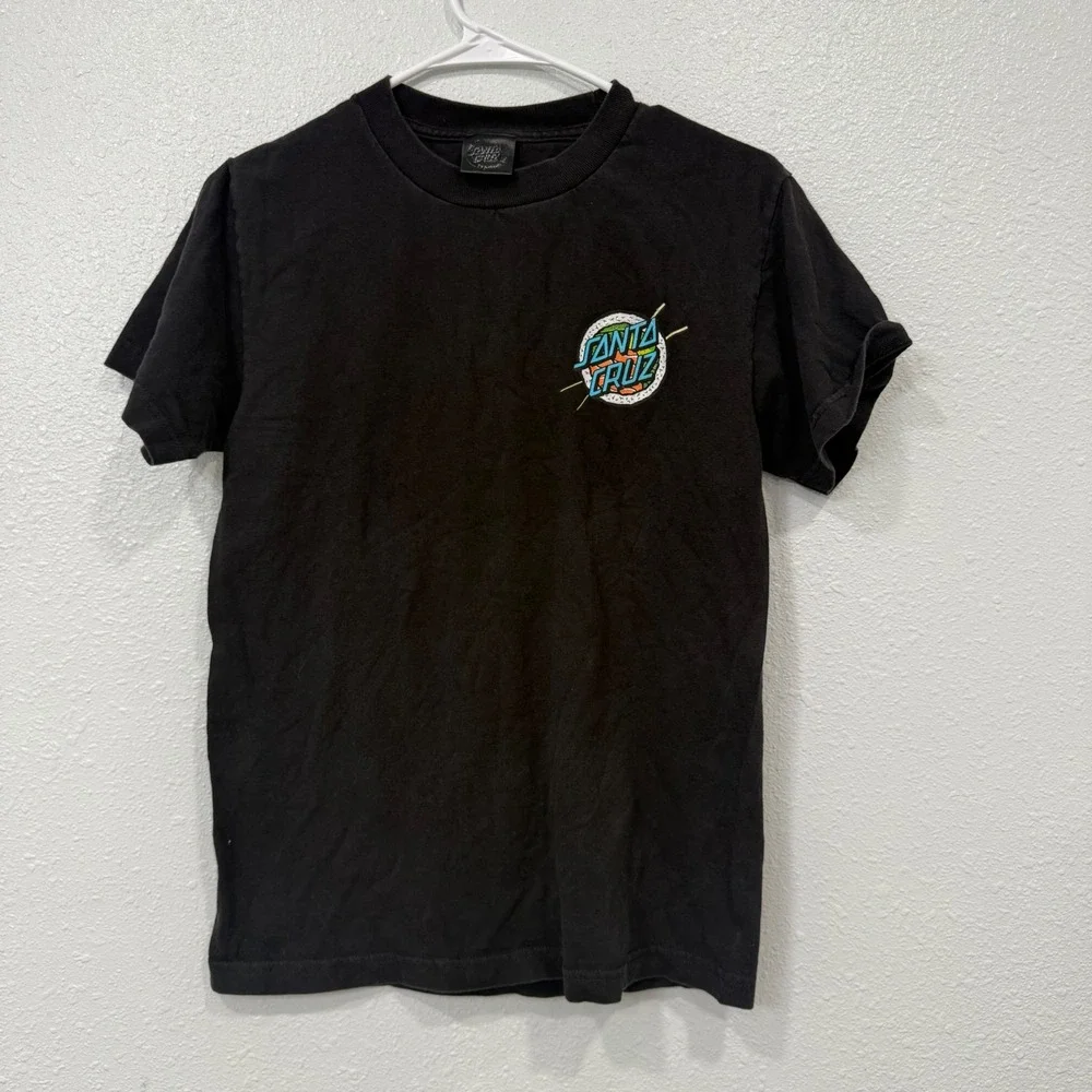 Santa Cruz Skateboards Sushi Dot Logo Black Graphic T-Shirt Mens Small S